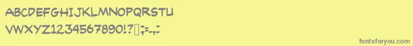 Fonte PrismaComicFont – fontes cinzas em um fundo amarelo