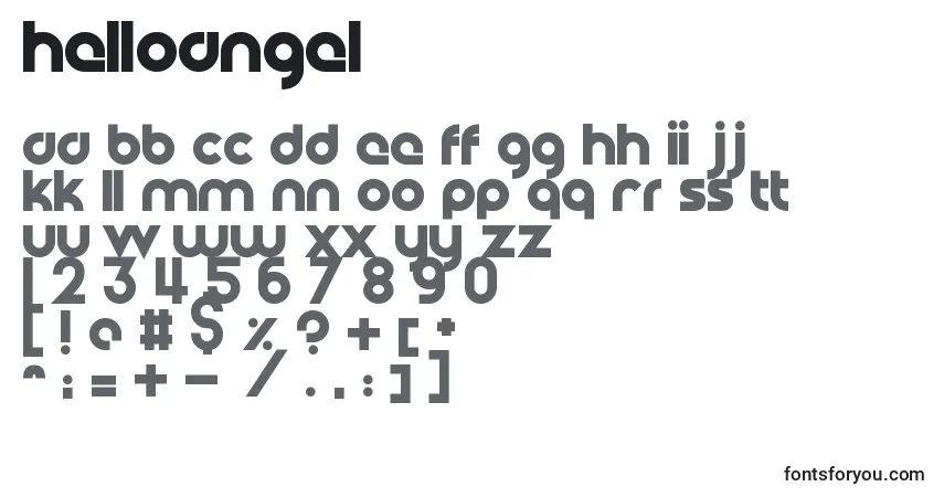 A fonte HelloAngel – alfabeto, números, caracteres especiais