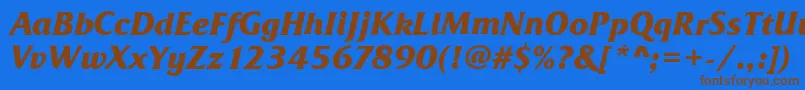 FrizQuadrataBoldItalic Font – Brown Fonts on Blue Background