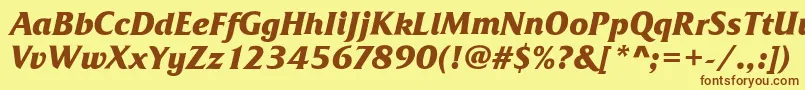 FrizQuadrataBoldItalic Font – Brown Fonts on Yellow Background