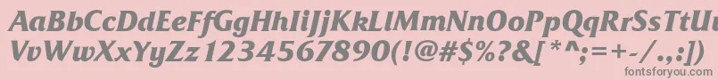Fonte FrizQuadrataBoldItalic – fontes cinzas em um fundo rosa