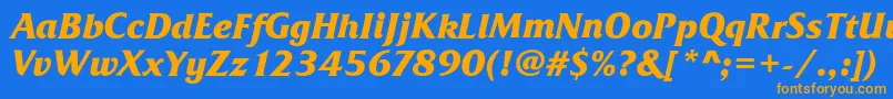 FrizQuadrataBoldItalic Font – Orange Fonts on Blue Background