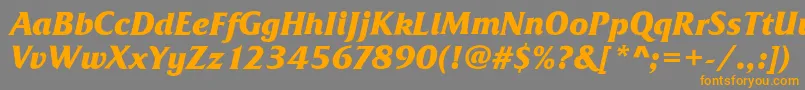 Czcionka FrizQuadrataBoldItalic – pomarańczowe czcionki na szarym tle