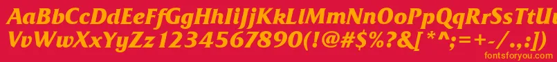 FrizQuadrataBoldItalic Font – Orange Fonts on Red Background