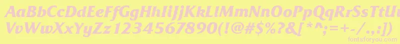 FrizQuadrataBoldItalic-fontti – vaaleanpunaiset fontit keltaisella taustalla