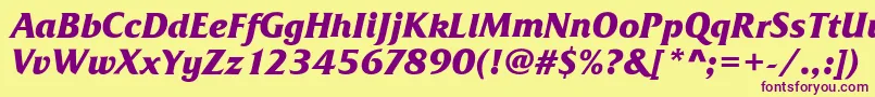 FrizQuadrataBoldItalic Font – Purple Fonts on Yellow Background