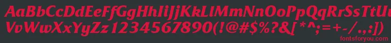 フォントFrizQuadrataBoldItalic – 黒い背景に赤い文字