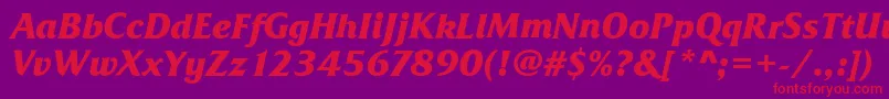 Шрифт FrizQuadrataBoldItalic – красные шрифты на фиолетовом фоне