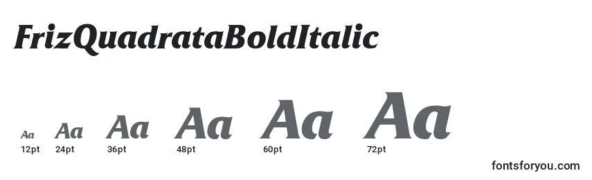 Размеры шрифта FrizQuadrataBoldItalic