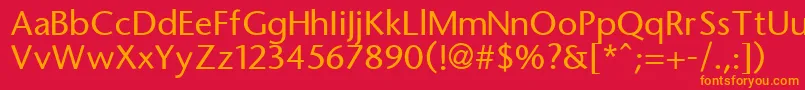 フォントStonesans – 赤い背景にオレンジの文字