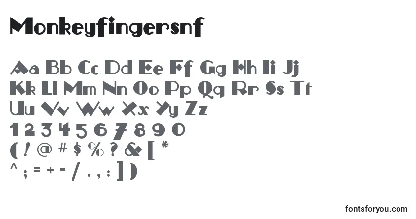 Schriftart Monkeyfingersnf – Alphabet, Zahlen, spezielle Symbole