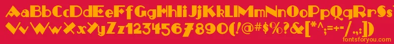 Monkeyfingersnf-Schriftart – Orangefarbene Schriften auf rotem Hintergrund