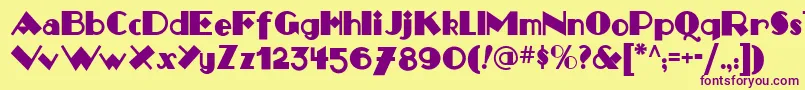 フォントMonkeyfingersnf – 紫色のフォント、黄色の背景
