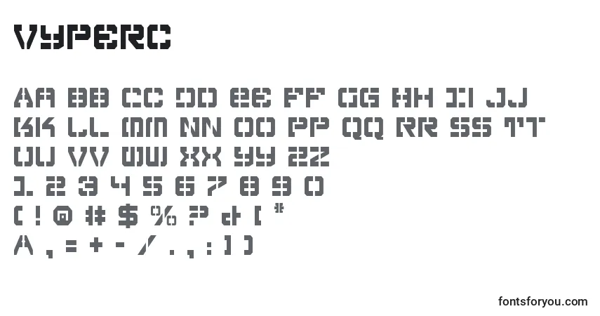 Шрифт Vyperc – алфавит, цифры, специальные символы