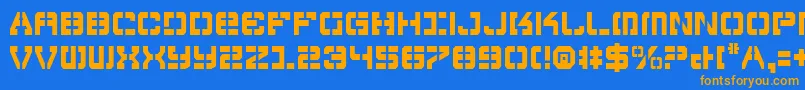 Vyperc-Schriftart – Orangefarbene Schriften auf blauem Hintergrund