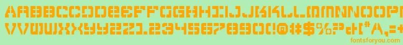 フォントVyperc – オレンジの文字が緑の背景にあります。