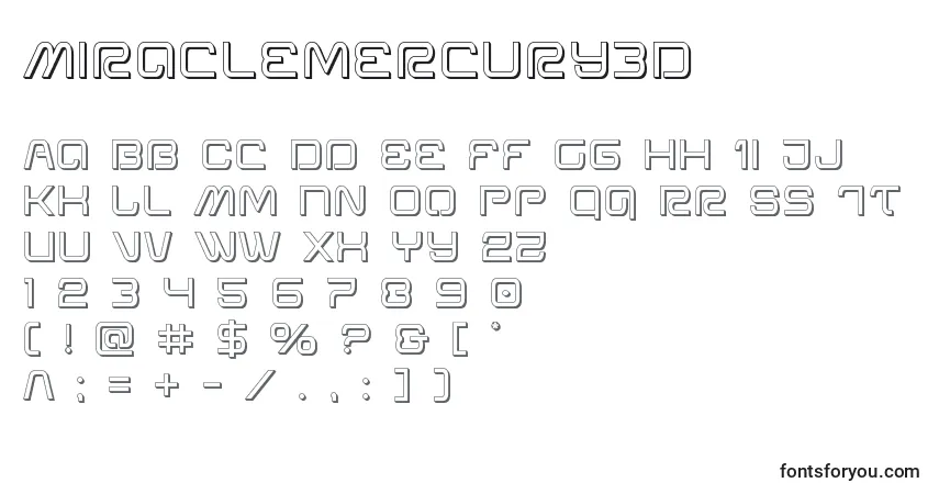 Czcionka Miraclemercury3D – alfabet, cyfry, specjalne znaki
