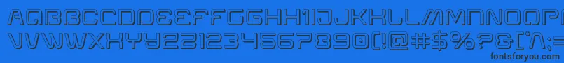 Miraclemercury3D-Schriftart – Schwarze Schriften auf blauem Hintergrund