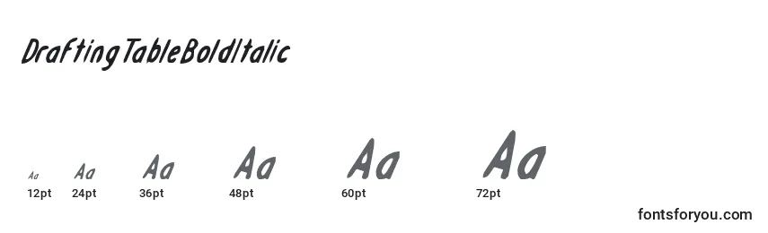 DraftingTableBoldItalic Font Sizes