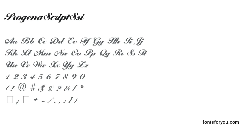 A fonte ProgenaScriptSsi – alfabeto, números, caracteres especiais