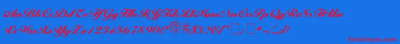 ProgenaScriptSsi-Schriftart – Rote Schriften auf blauem Hintergrund