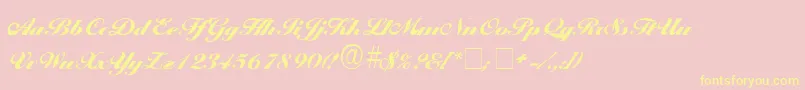 ProgenaScriptSsi Font – Yellow Fonts on Pink Background