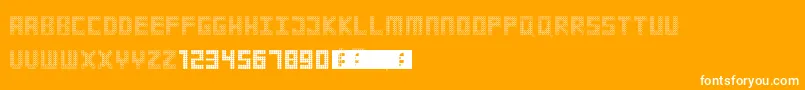 Strobelight-Schriftart – Weiße Schriften auf orangefarbenem Hintergrund