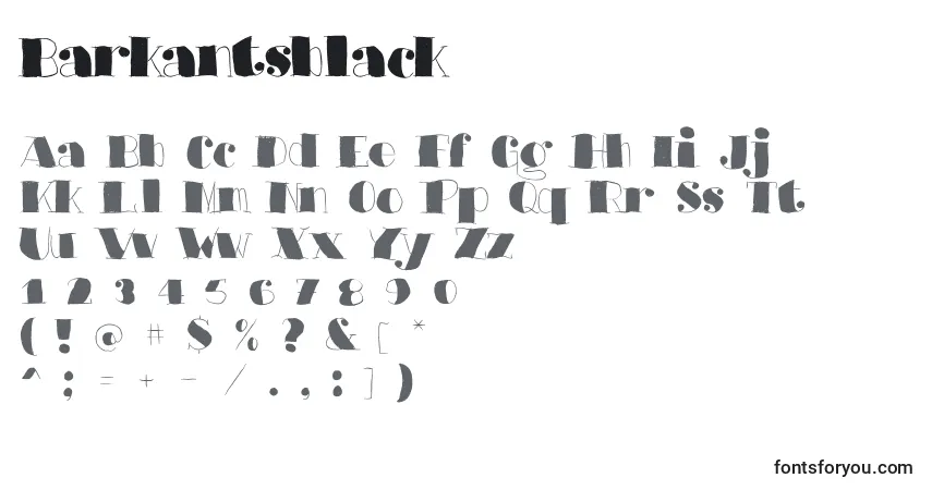 Czcionka Barkantsblack – alfabet, cyfry, specjalne znaki