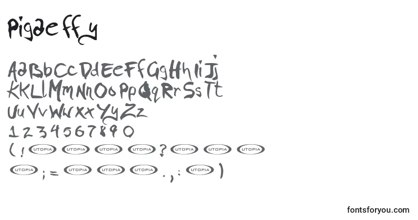 Czcionka Pigae ffy – alfabet, cyfry, specjalne znaki