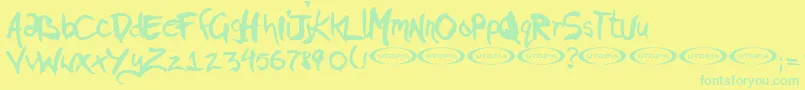 Czcionka Pigae ffy – zielone czcionki na żółtym tle