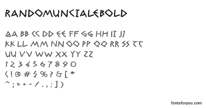RandomuncialeBold-fontti – aakkoset, numerot, erikoismerkit