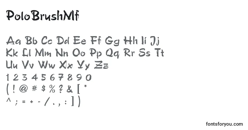 A fonte PoloBrushMf – alfabeto, números, caracteres especiais
