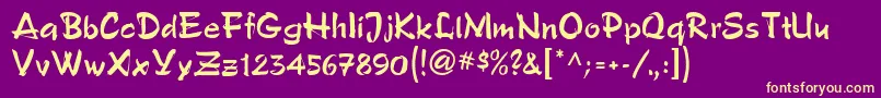 PoloBrushMf Font – Yellow Fonts on Purple Background