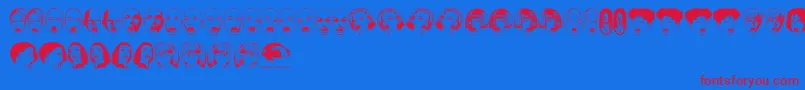TouristtrapAoe-Schriftart – Rote Schriften auf blauem Hintergrund