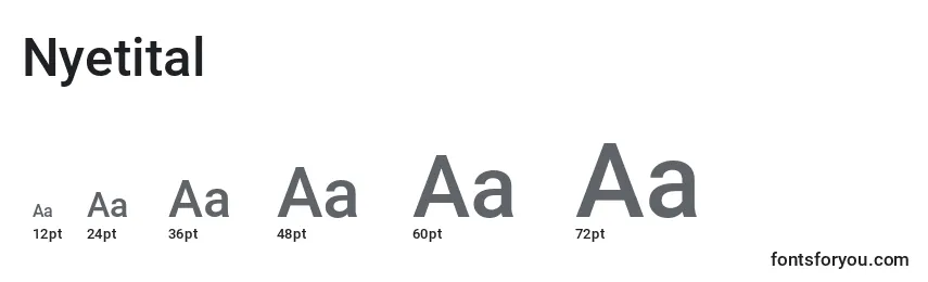 Размеры шрифта Nyetital