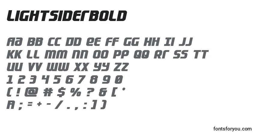 Шрифт Lightsiderbold – алфавит, цифры, специальные символы