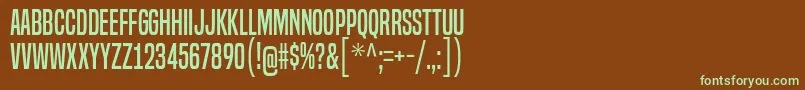 フォントBuiltTitlingRg – 緑色の文字が茶色の背景にあります。