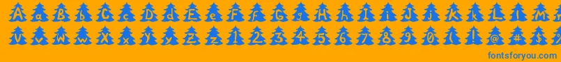 ChristmasTree Font – Blue Fonts on Orange Background