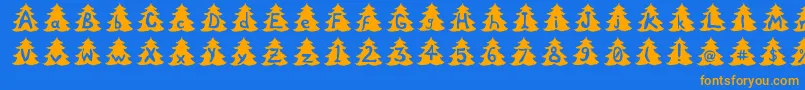 ChristmasTree-Schriftart – Orangefarbene Schriften auf blauem Hintergrund