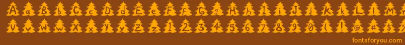 ChristmasTree-Schriftart – Orangefarbene Schriften auf braunem Hintergrund