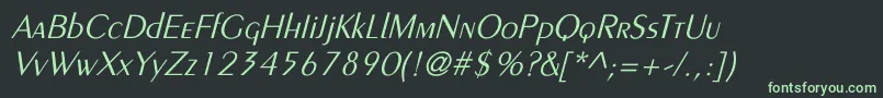 フォントPeignotLightItalic – 黒い背景に緑の文字