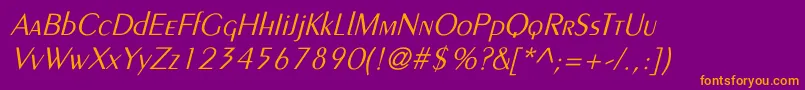 PeignotLightItalic Font – Orange Fonts on Purple Background