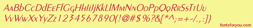 PeignotLightItalic Font – Red Fonts on Yellow Background