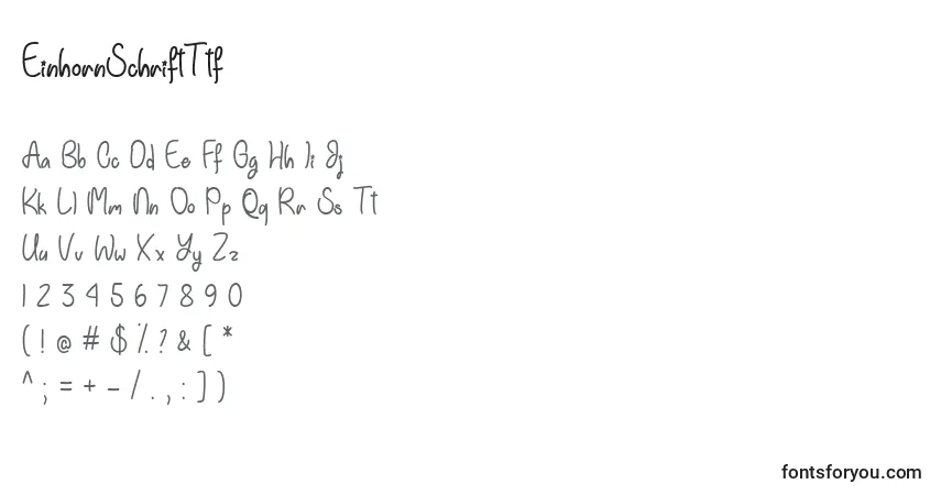 A fonte EinhornSchriftTtf – alfabeto, números, caracteres especiais