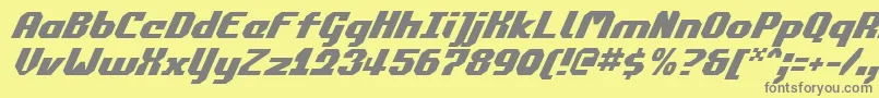 Fonte CommonwealthItalic – fontes cinzas em um fundo amarelo