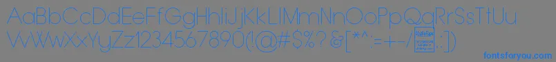 TypoGroteskThinDemo-Schriftart – Blaue Schriften auf grauem Hintergrund