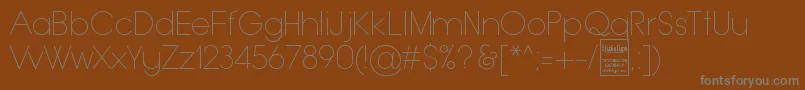 TypoGroteskThinDemo-fontti – harmaat kirjasimet ruskealla taustalla