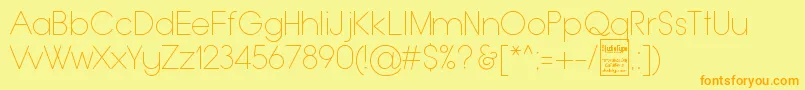 フォントTypoGroteskThinDemo – オレンジの文字が黄色の背景にあります。