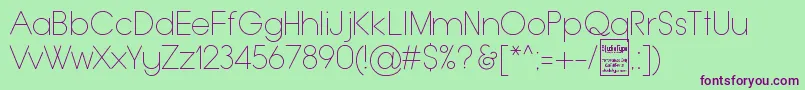TypoGroteskThinDemo-Schriftart – Violette Schriften auf grünem Hintergrund