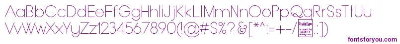 Police TypoGroteskThinDemo – polices violettes sur fond blanc